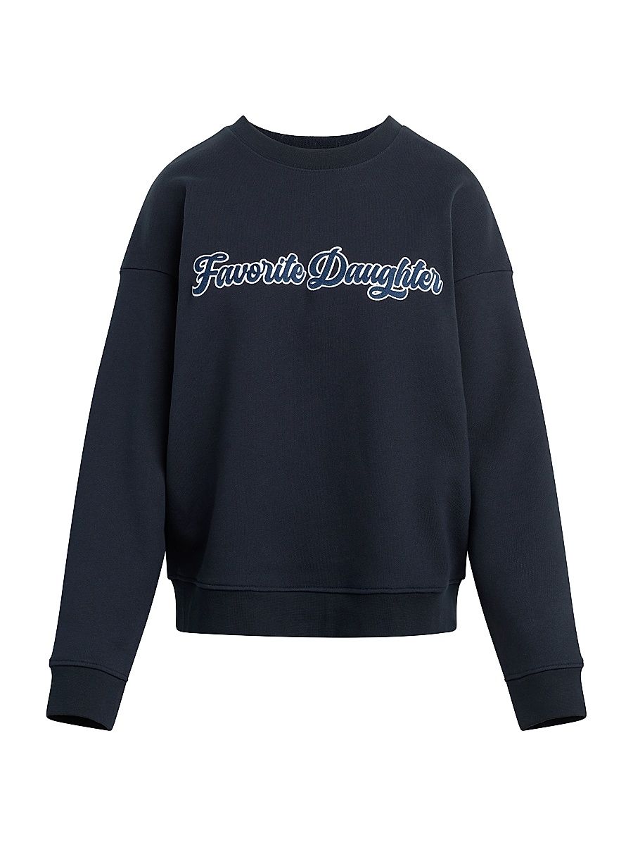 Women's The Varsity Logo-Embroidered Sweatshirt - Navy White - Size XL