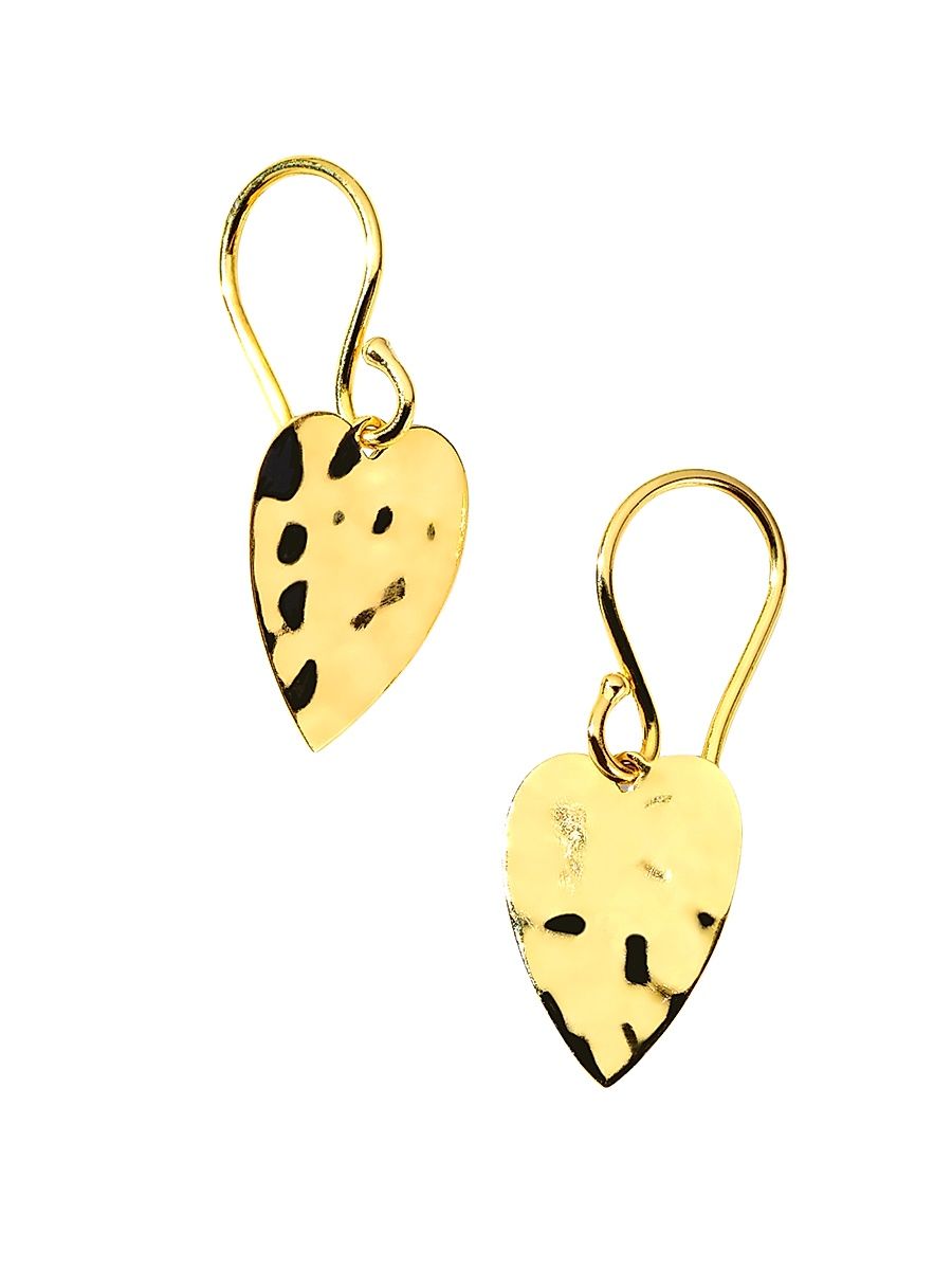 Women's Classico Crinkle 18K Yellow Gold Mini Heart Drop Earrings - Gold
