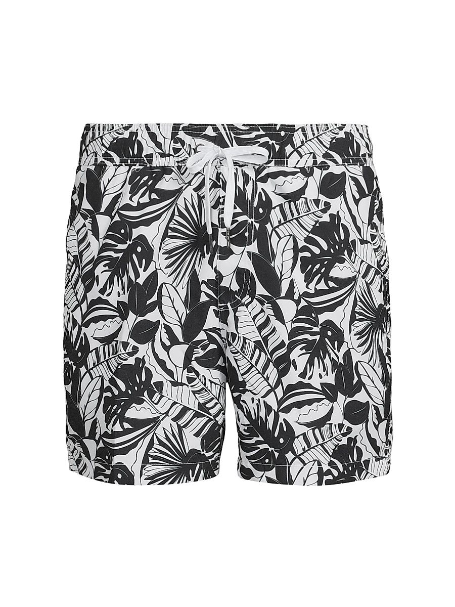 Men's COLLECTION Graphic Tropics Swim Trunks - White Black - Size XL