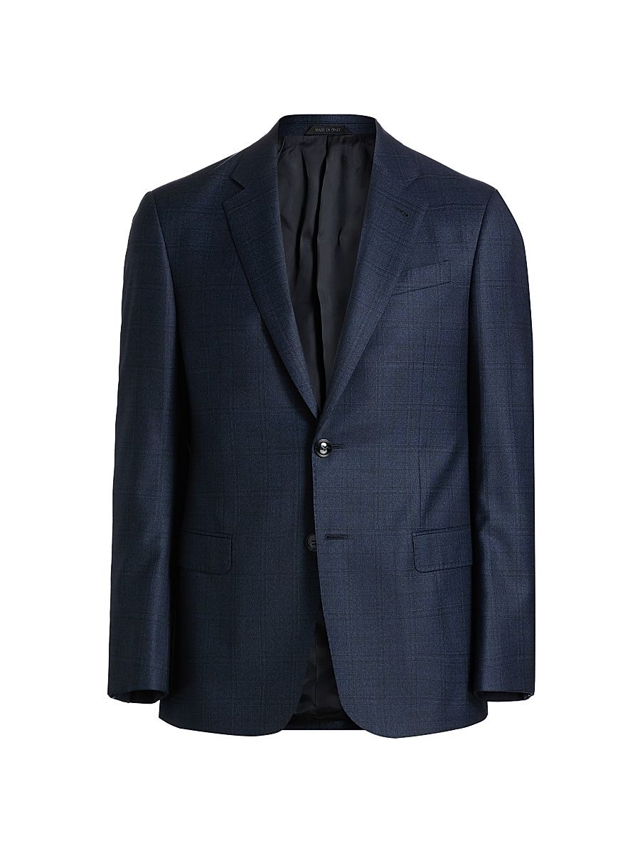 Men's Windowpane Wool Sportcoat - High Blue - Size 48