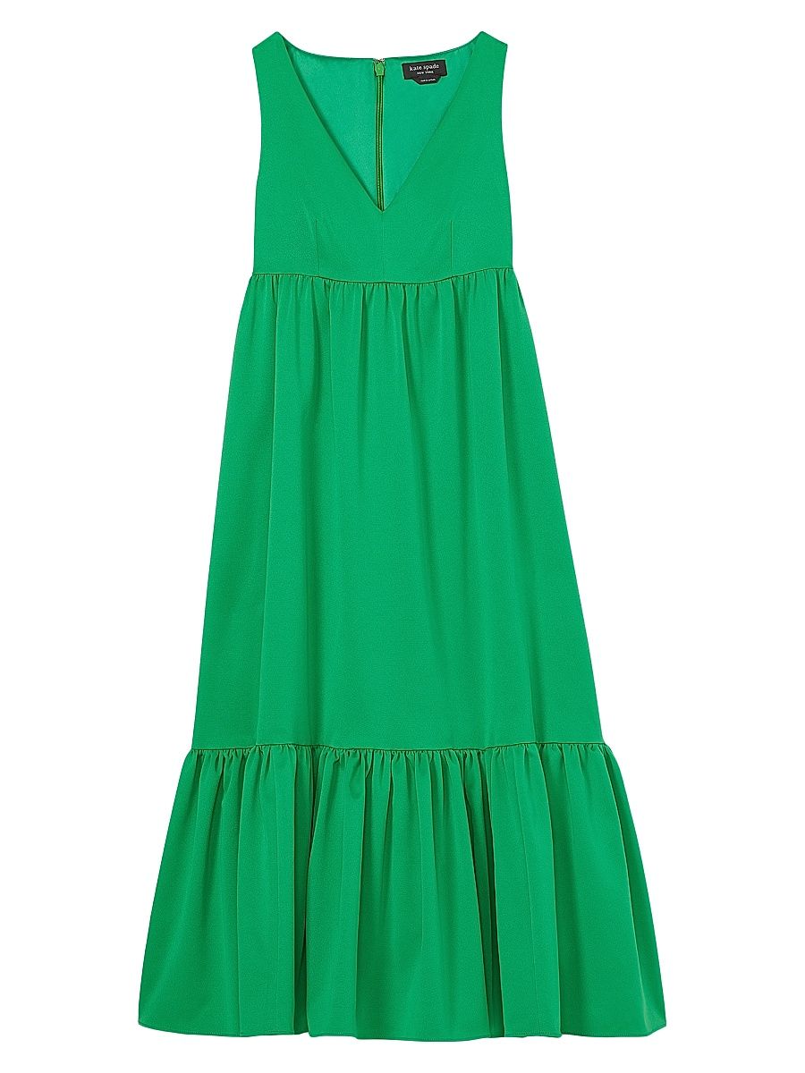 Women's V-Neck Cotton Midi-Dress - Vert De Terre - Size 6