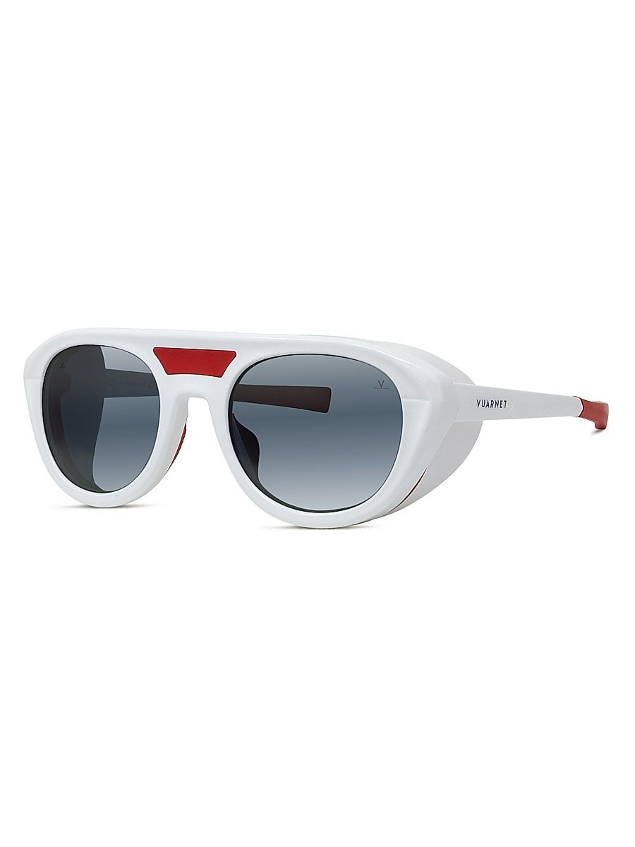 Men's Outdoor Ice 04 Round Sunglasses - White Blue Mirror