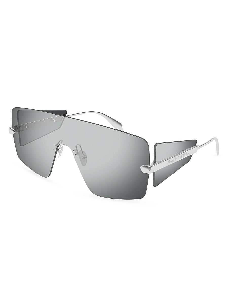Women's Flat Mask 99MM Sunglasses - Silver Grey