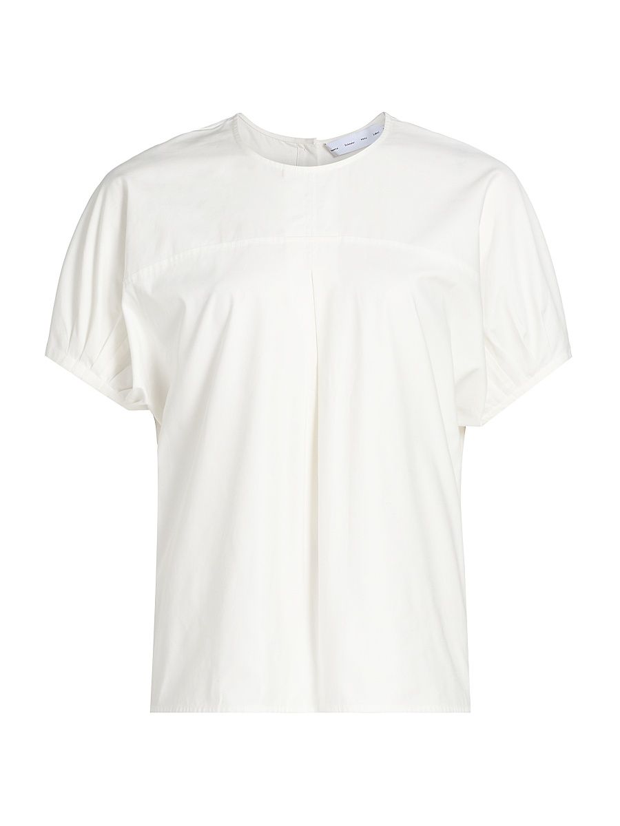 Women's Haleigh Pleated Cotton Top - White - Size 12