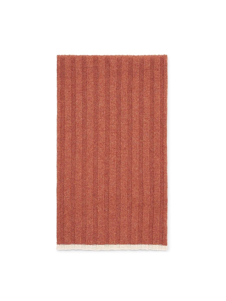Men's Cashmere Rib Knit Scarf - Orange