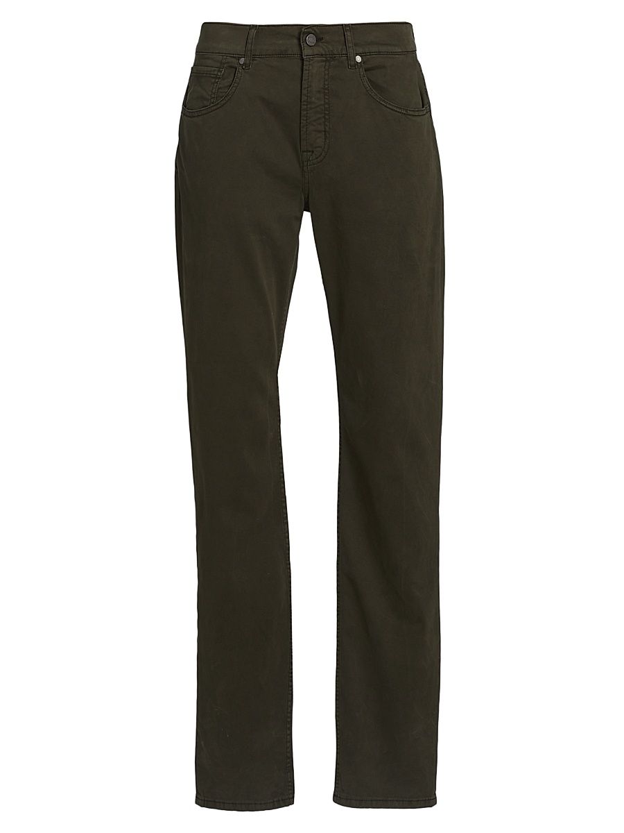 Men's The Straight Stretch-Cotton Mid-Rise Straight-Leg Jeans - Comfort Olive - Size 40