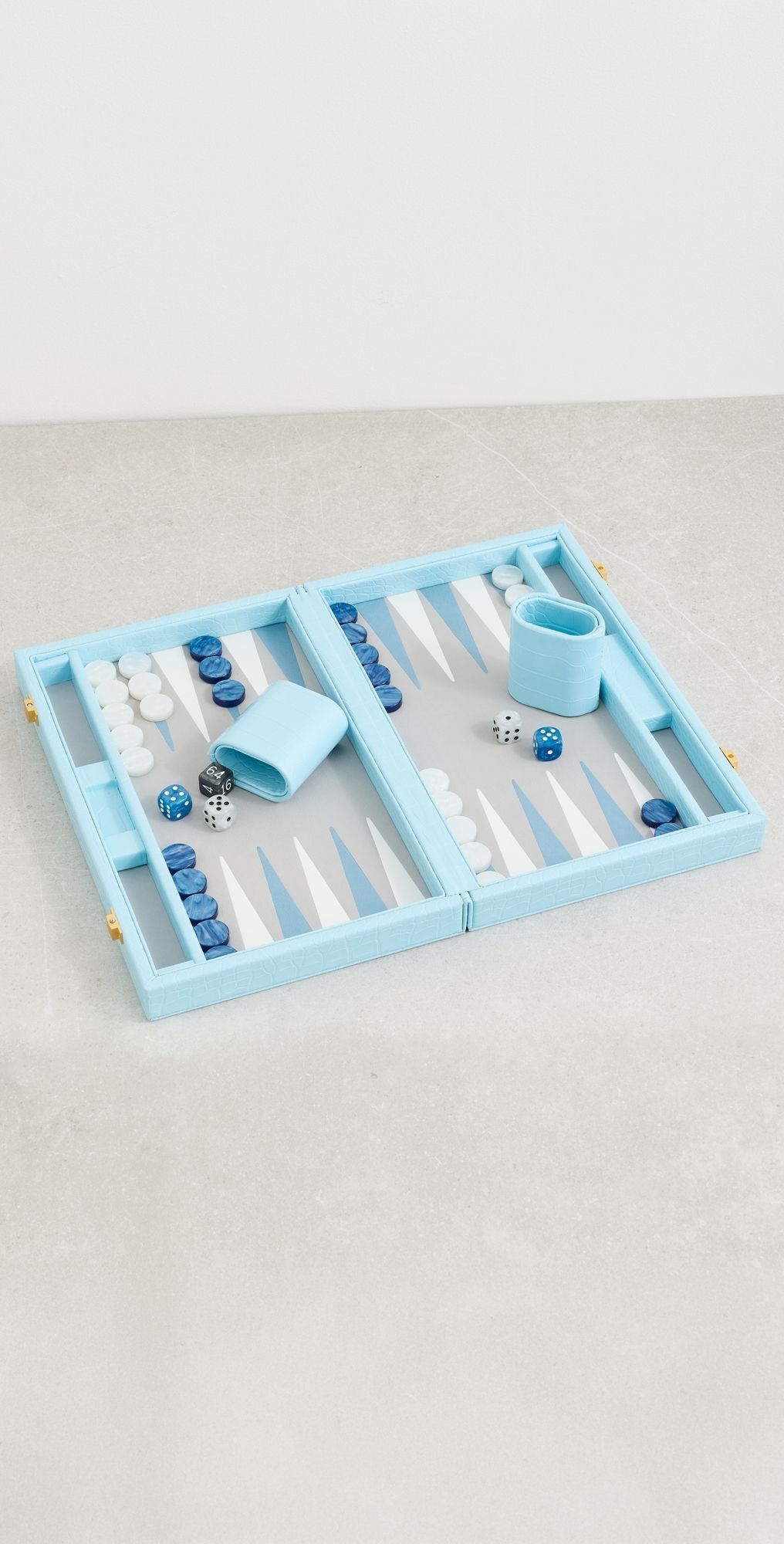 Tizo Design Faux Croc Embossed Backgammon Set Blue One Size