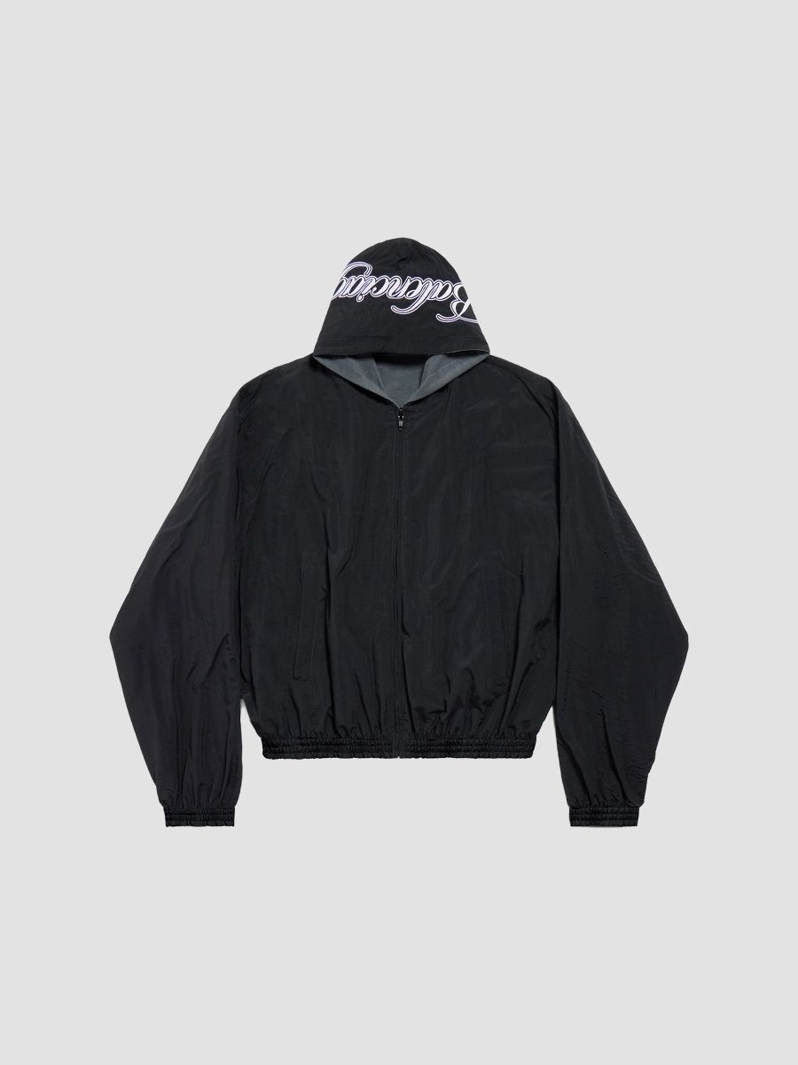 Balenciaga Men's Cursive Reversible Tracksuit Jacket - Black Grey - Size Small