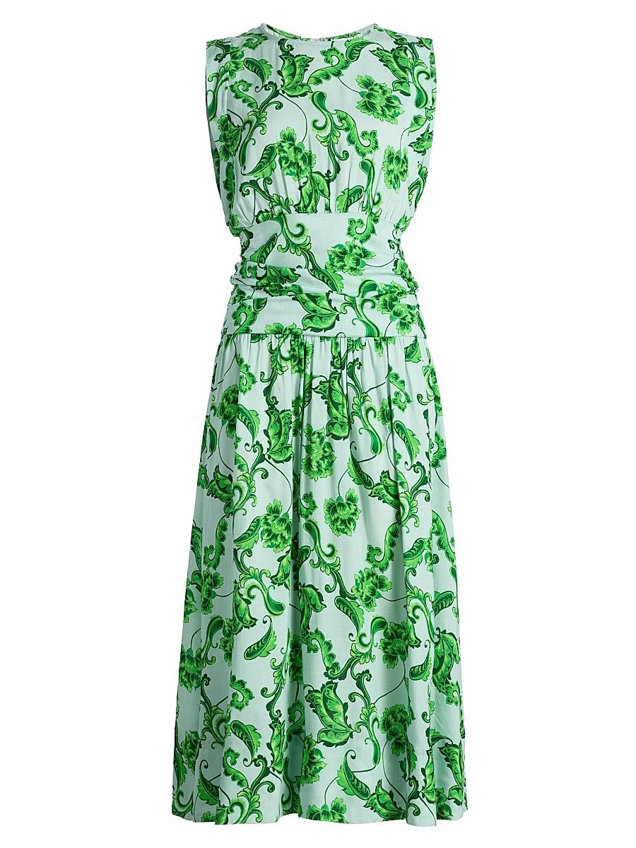 Women's Divya Linen-Blend Midi-Dress - Floral Paisley - Size XL