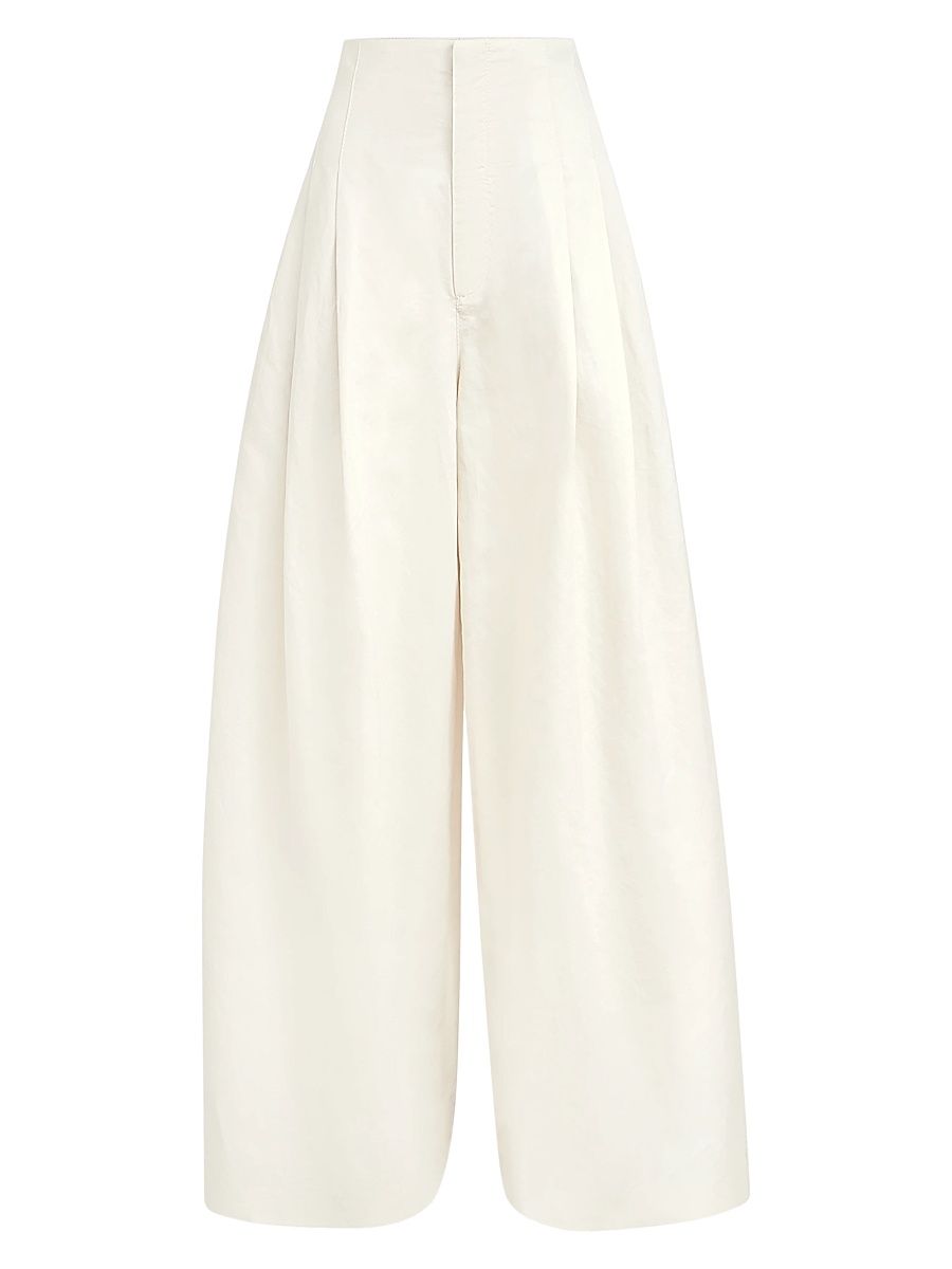 Women's Cotton and Ramie Twill Maxi Pants - Butter - Size 12