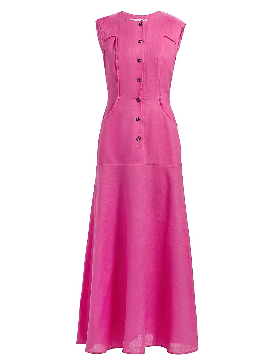 Women's Sierra Linen Maxi Dress - Carmine Rose - Size 12