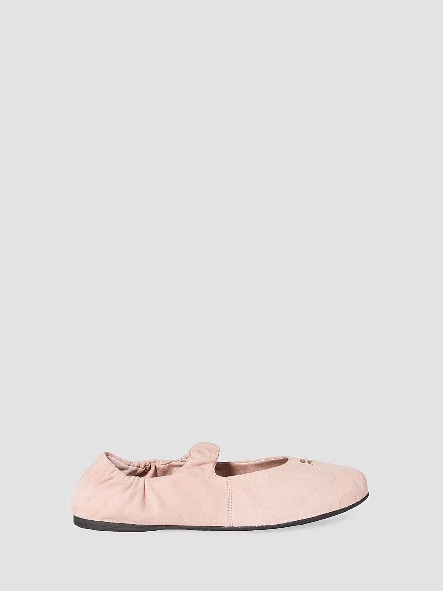 Women's Ruches Suede Ballerinas - Pink - Size 10