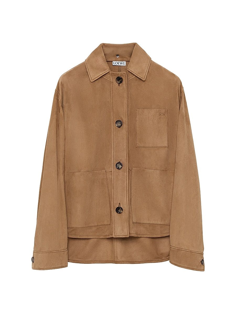 Women's Workwear High-Low Suede Jacket - Tan - Size 8