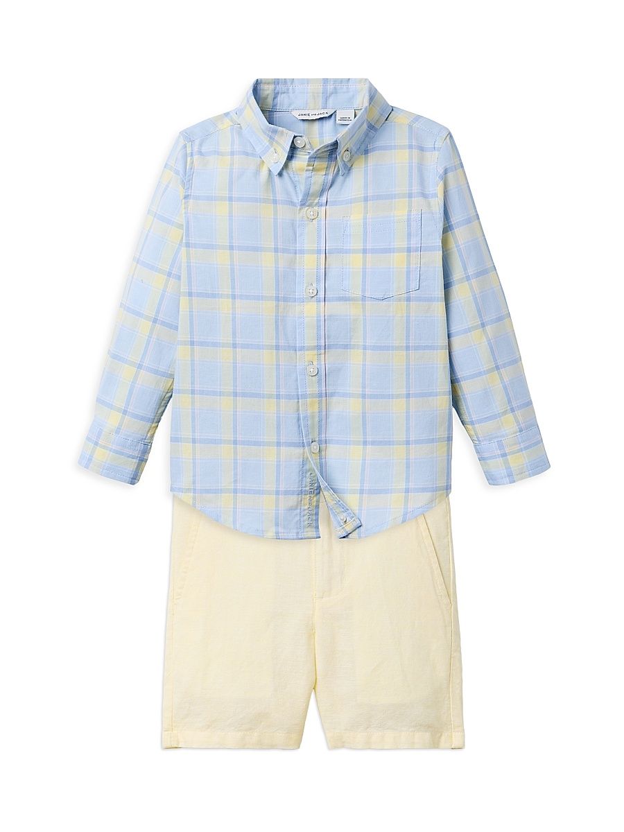Little Boy's & Boy's Plaid Shirt & Shorts Set - Size 4