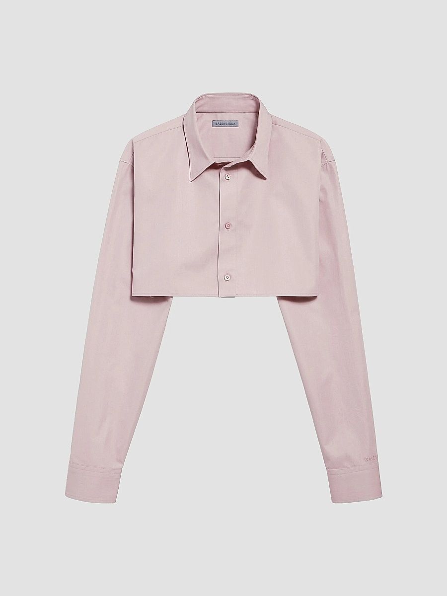 Balenciaga Women's Cropped Shirt - Dusty Pink - Size 4