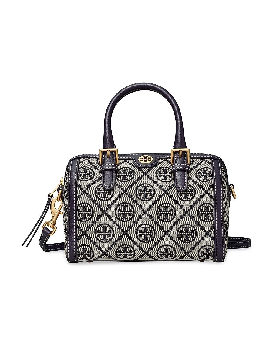 Women's Petite T Monogram Jacquard Barrel Bag - Tory Navy