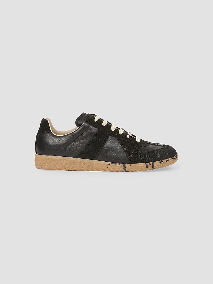 Men's Replica Suede Low-Top Sneakers - Black - Size 7