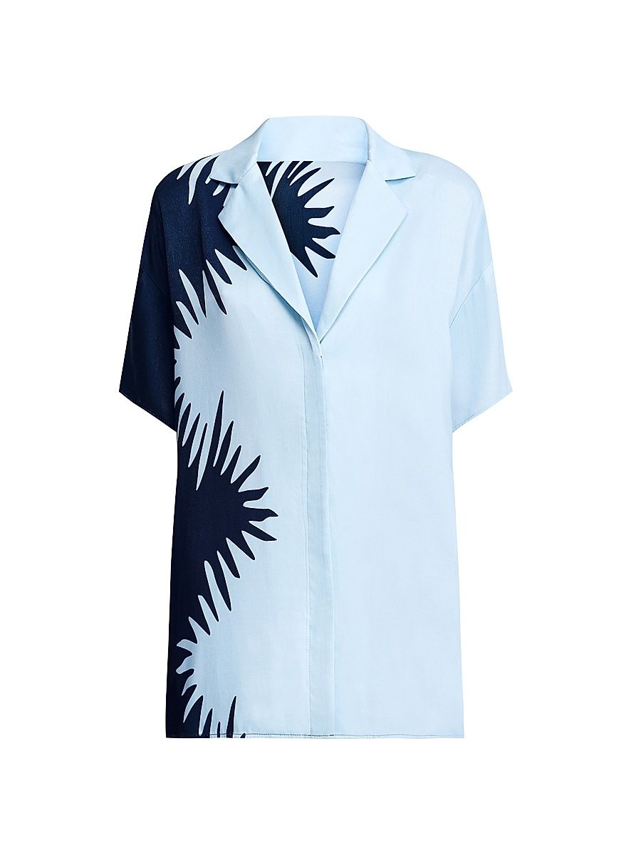 Women's Flossie Printed Short-Sleeve Shirt - Blue - Size 12