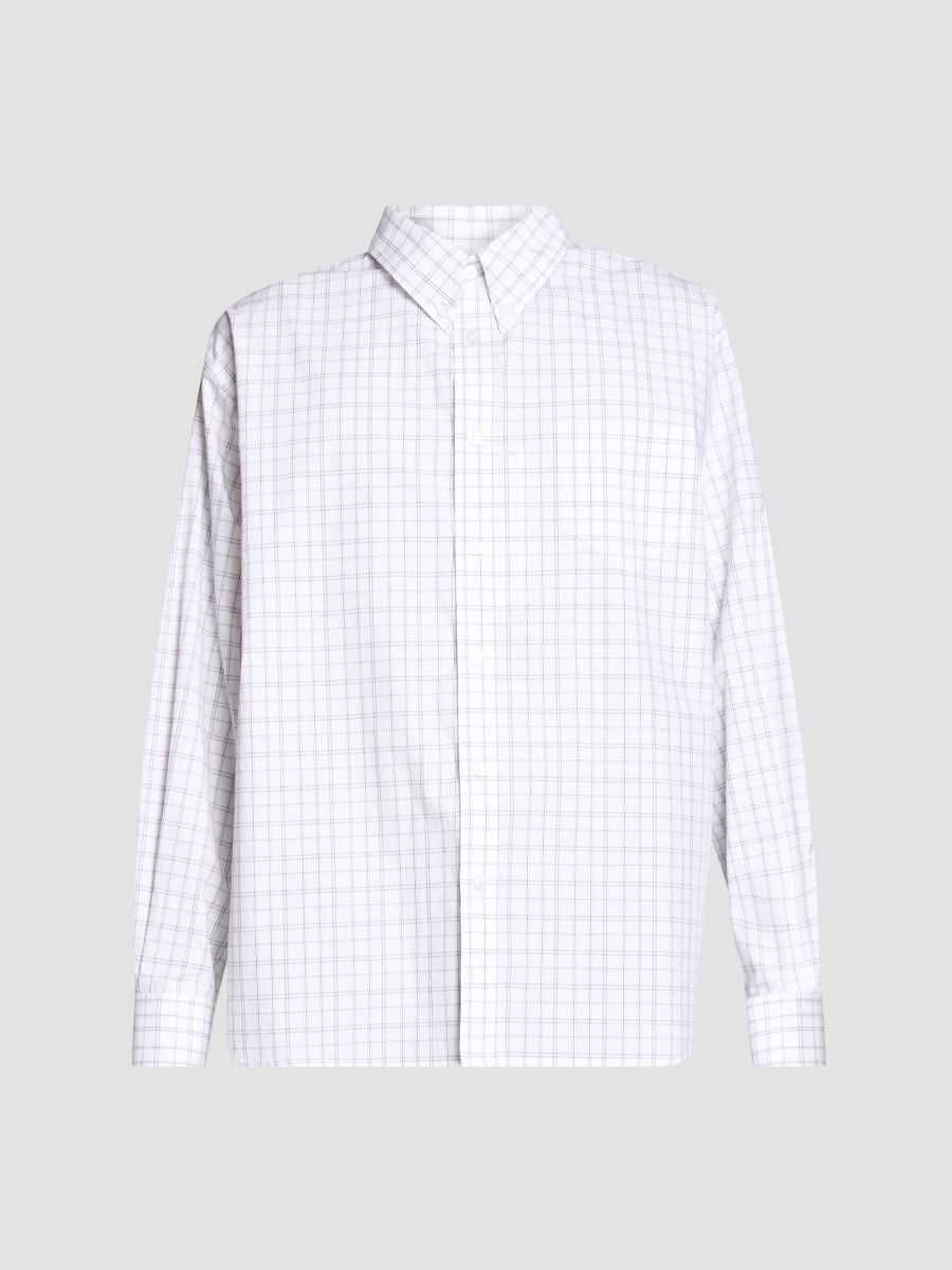 Willy Chavarria Men's Veterano Check Cotton Shirt - White Black - Size Small