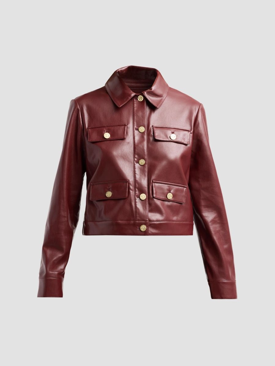ALICE + OLIVIA Women's Alex Faux-Leather Boxy Jacket - Cognac - Size XL