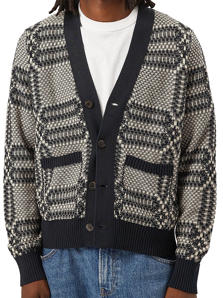 Men's Overshot Cotton Cardigan - Mint - Size Small