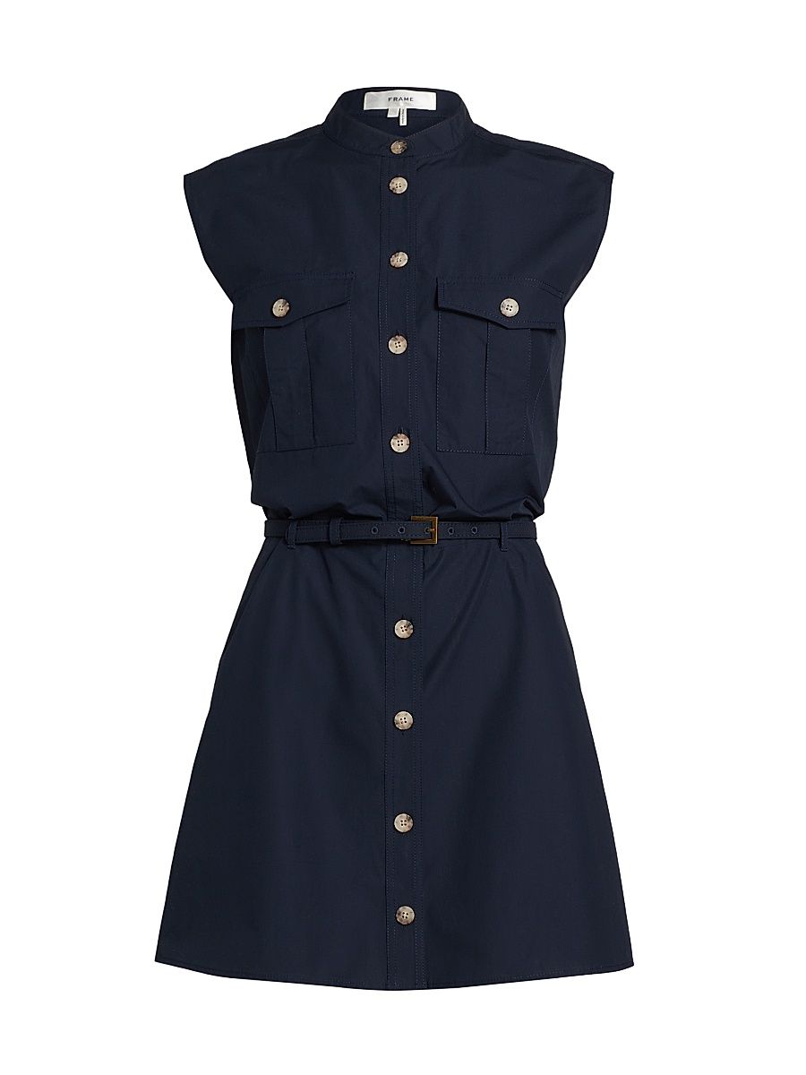 Women's The Safari Cotton A-Line Minidress - Navy - Size Small