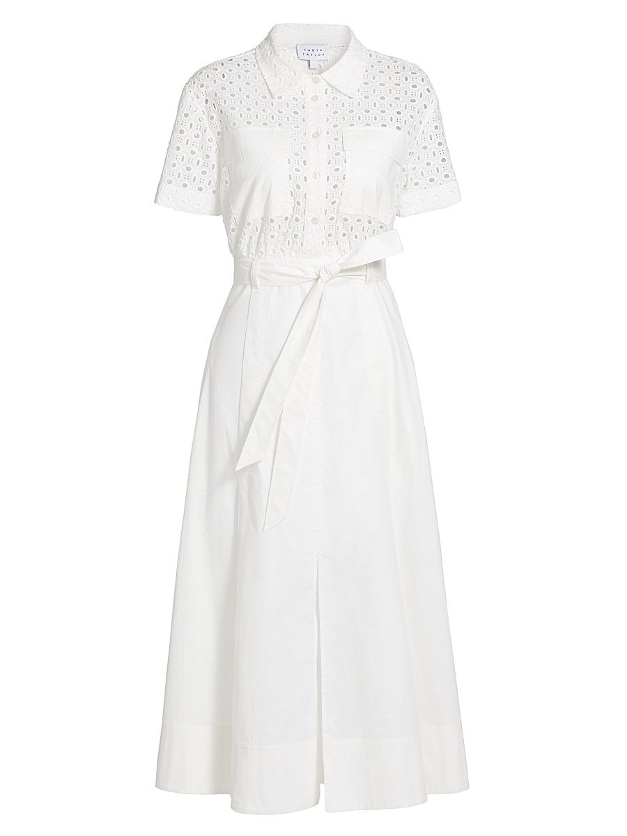 Women's Camille Cotton Twill Midi-Dress - White - Size 0
