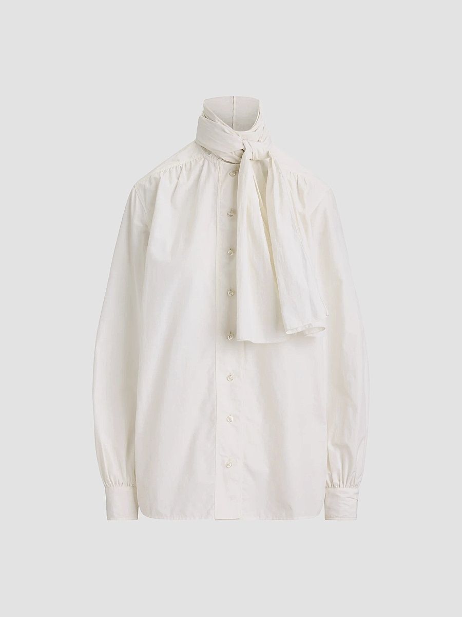 Ralph Lauren Collection Women's Dara Tieneck Poplin Blouse - Cream - Size 8