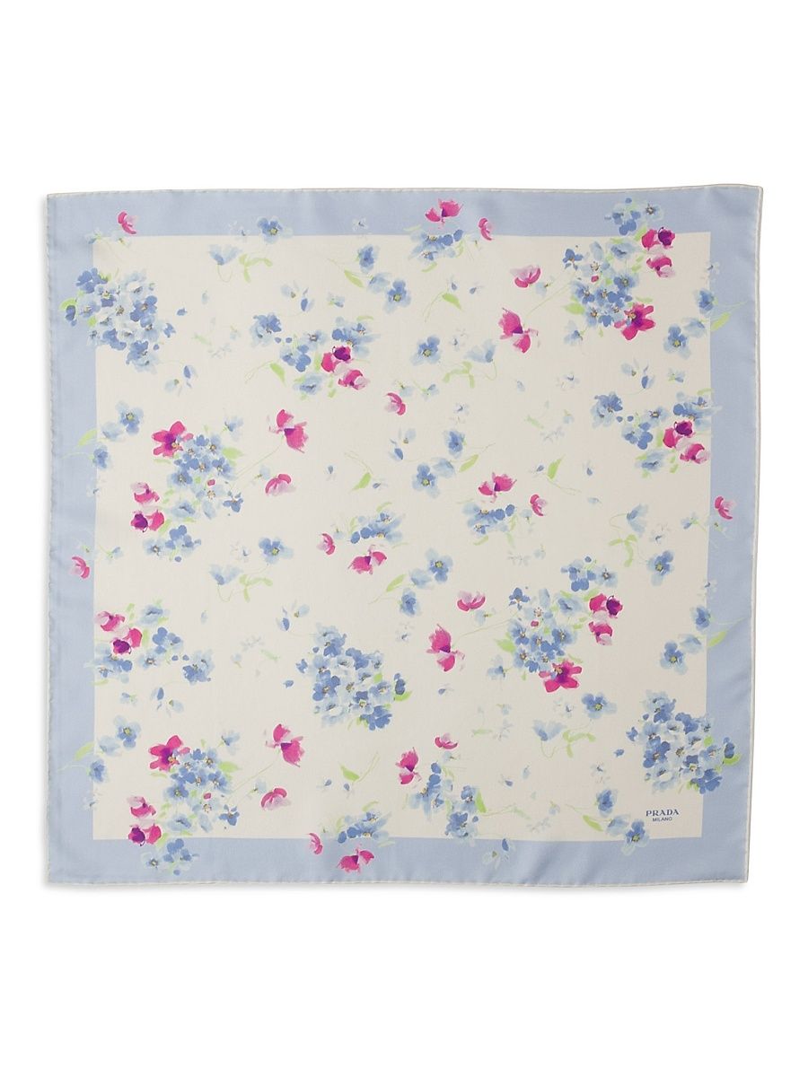 Women's Printed Silk Twill Scarf - Pink Multi