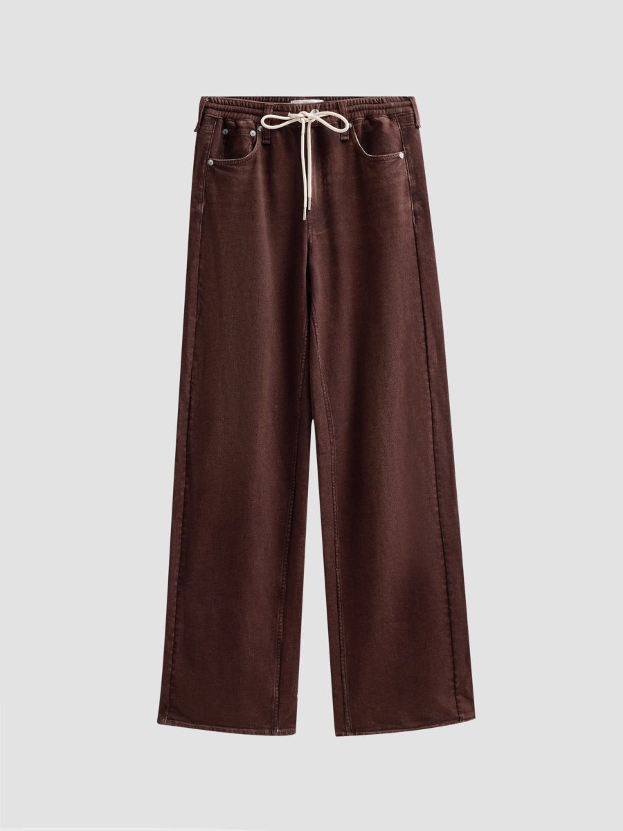 rag & bone Women's rb Miramar Terry Drawcord Wide-Leg Pants - Chocolate - Size Large