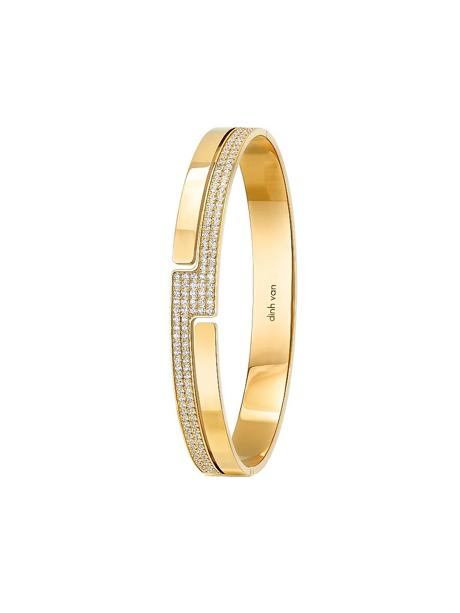 Women's Seventies 18K Gold & Diamond Bangle Bracelet - Yellow Gold