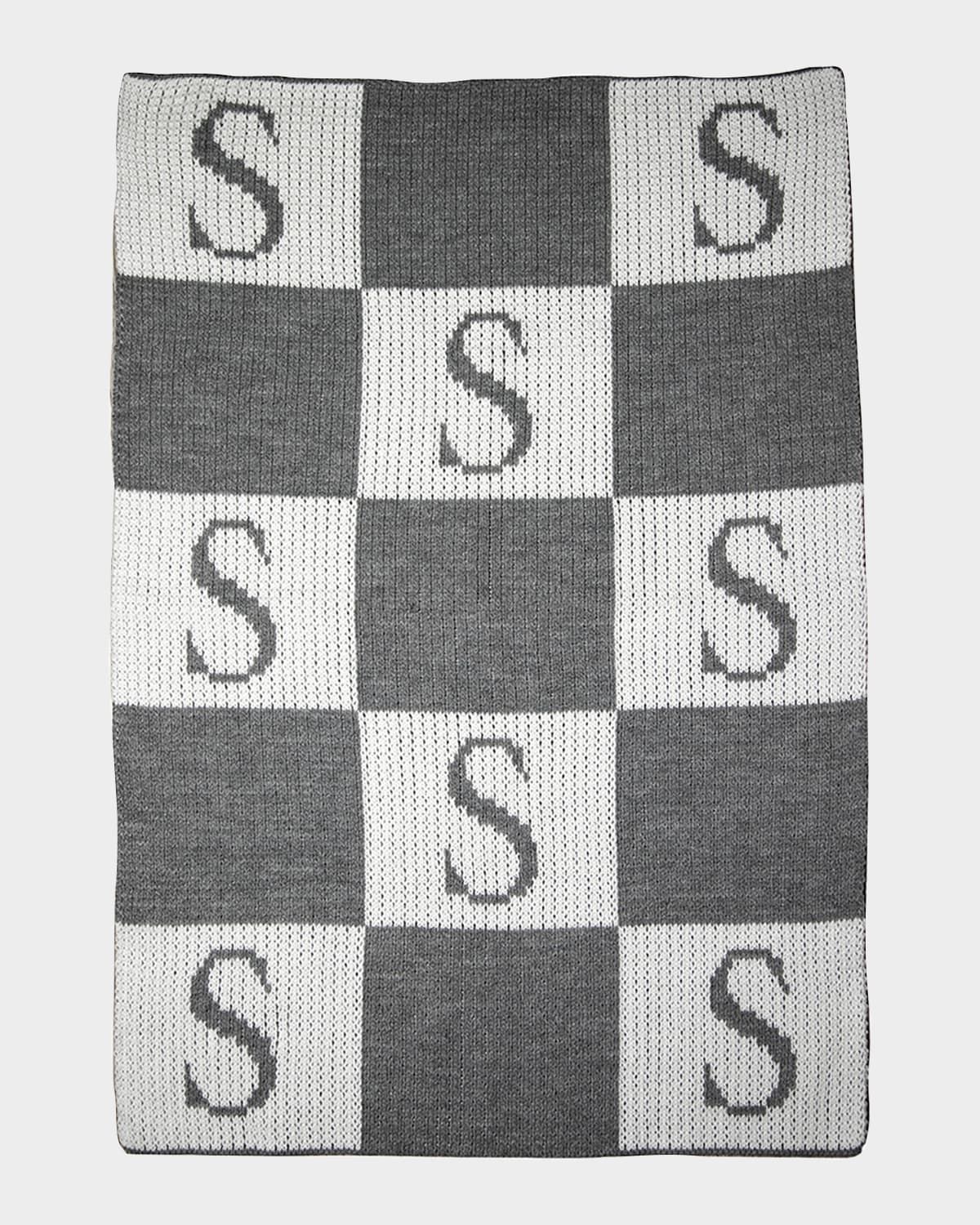 Personalized Check Colorblock Baby Blanket, Gray