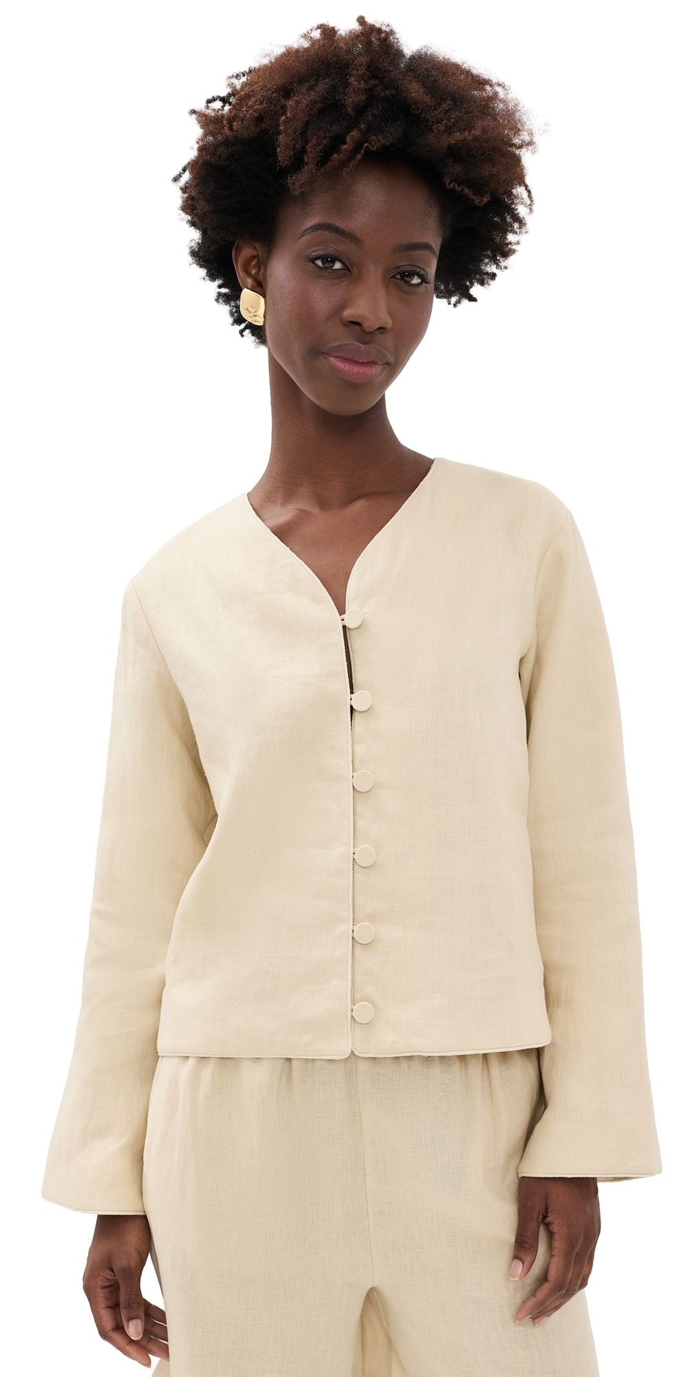 POSSE Lucia Linen Blouse Biscotti XXS