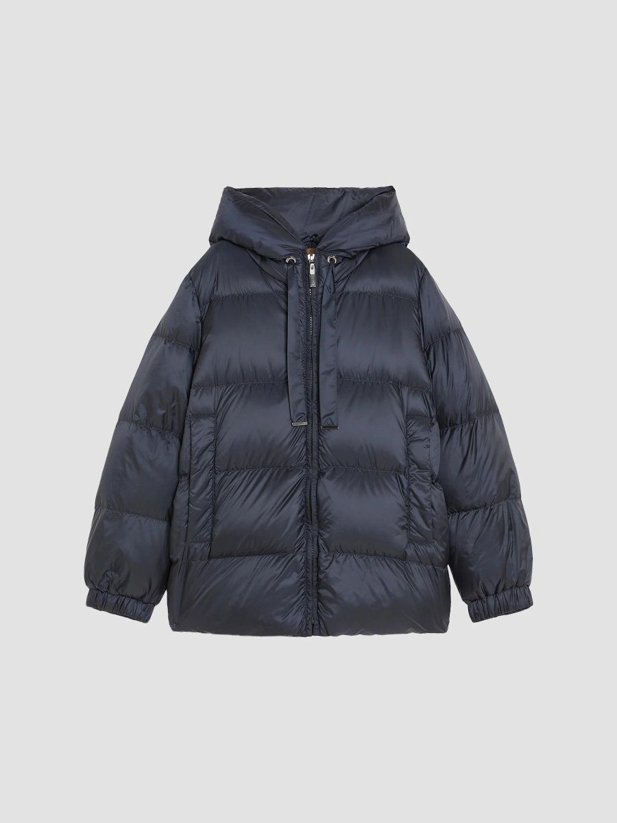 Max Mara Women's Down Jacket in Water Repellent Canvas - Midnightblue - Size 12