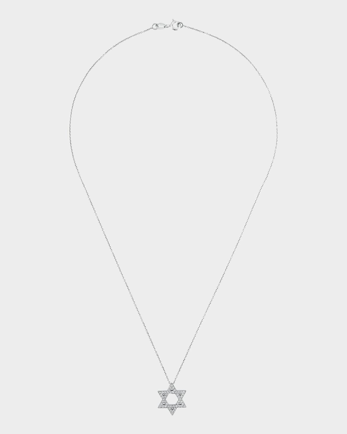 18K Gold Large Star of David Pave Diamond Necklace