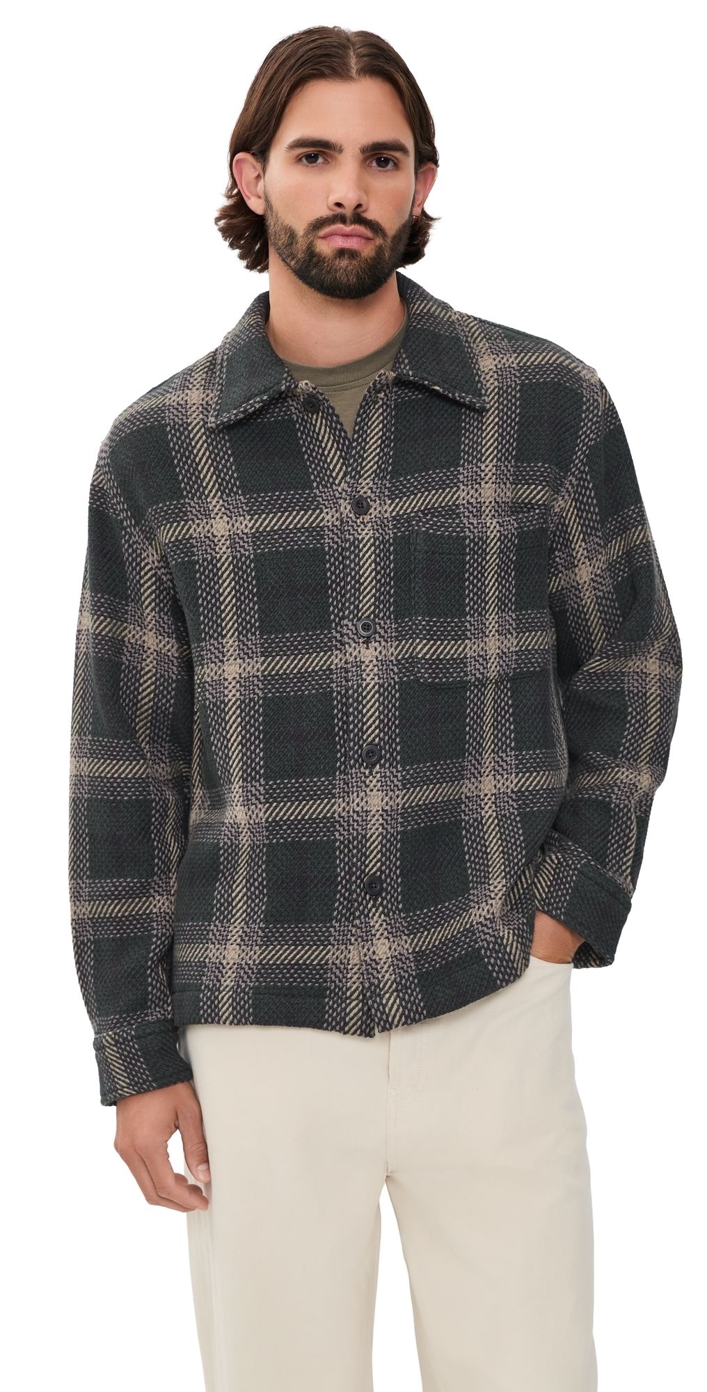 Madewell Chunky Twill Shirt Jacket Obsidian Moss Chunky Plaid S