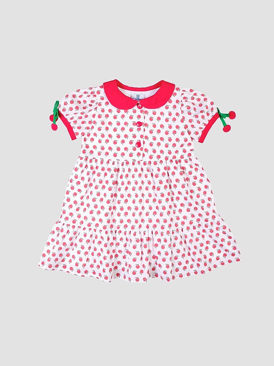 Baby Girl's & Little Girl's Apple Print Dress - White Red - Size 18 Months