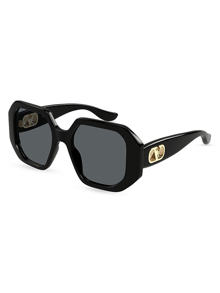 Women's Vain Bold 55MM Geometric Sunglasses - Black