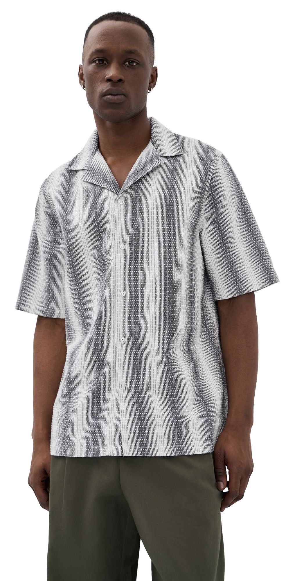 Officine Generale Eren Woven Shirt Midgrey/White M