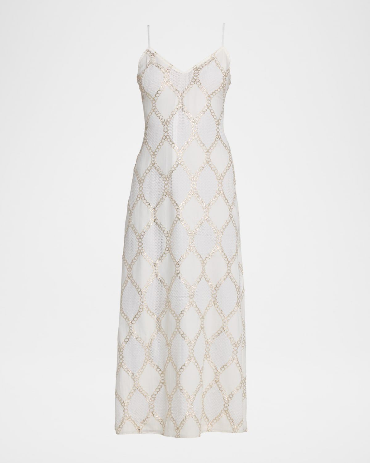 Lynn Sleeveless Metallic Lace Midi Dress