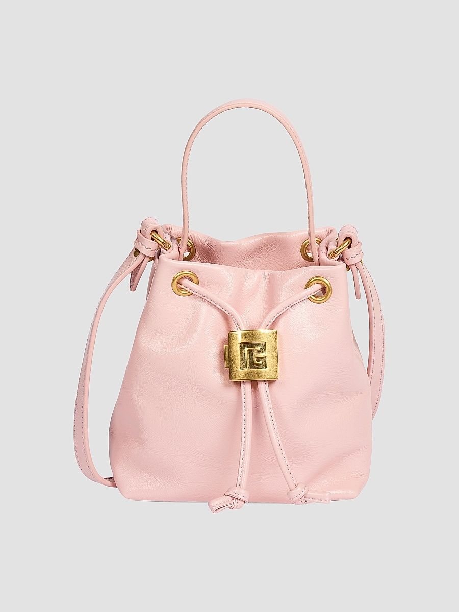 Balmain Women's Pulse Leather Crossbody Bucket Bag - Rose Pale