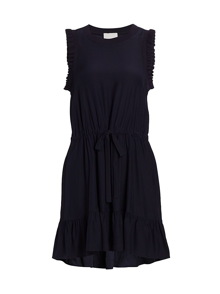 Women's Lenora Silk Minidress - Navy - Size Large