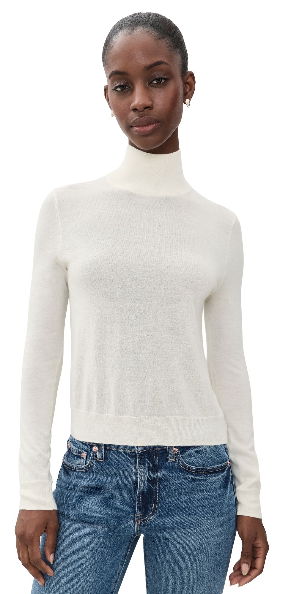 Vince Slim Long Sleeve Cashmere Turtleneck Off White M