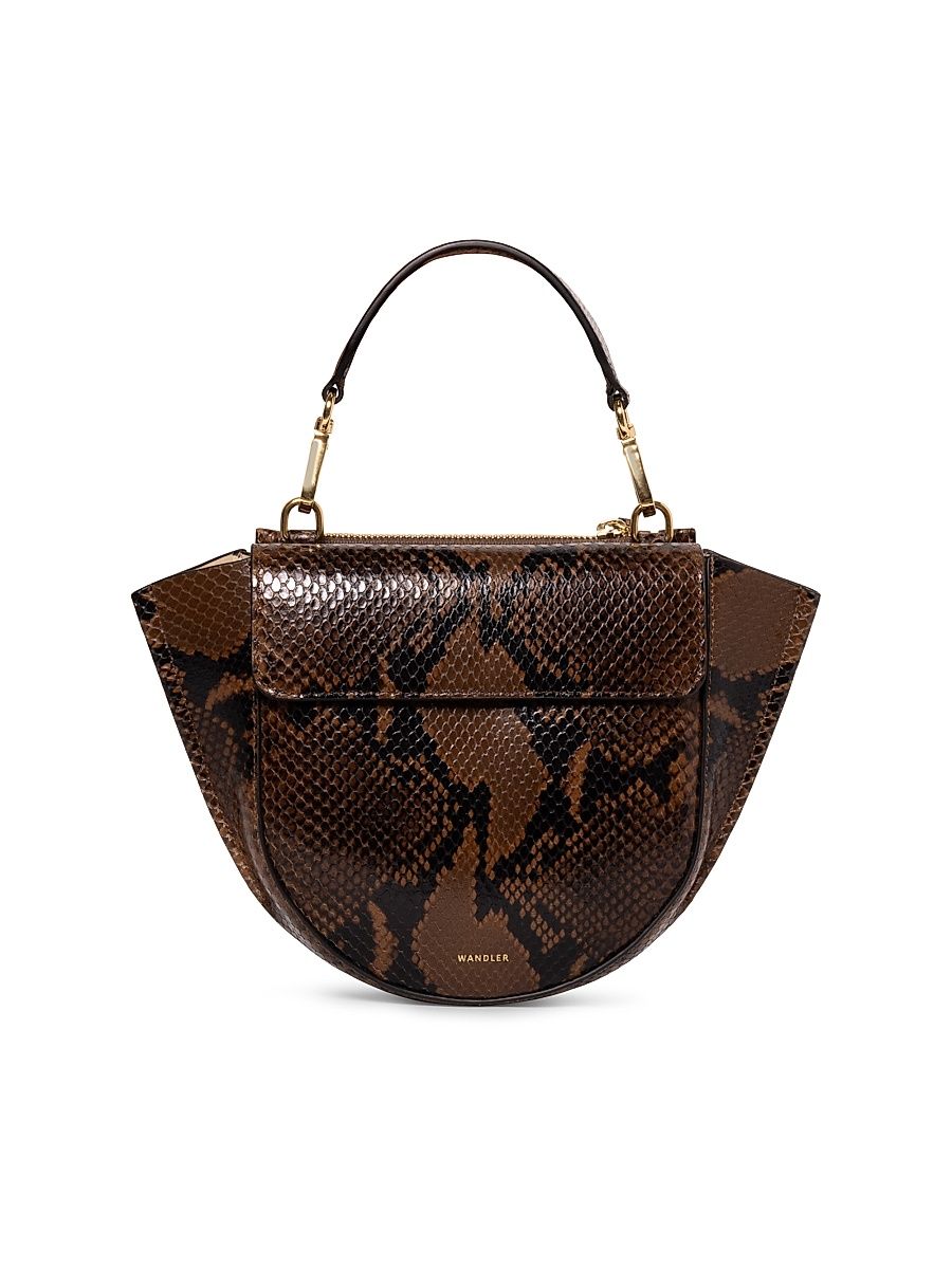 Women's Mini Hortensia Pytthon-Embossed-Leather Top Handle Bag - Brown Python