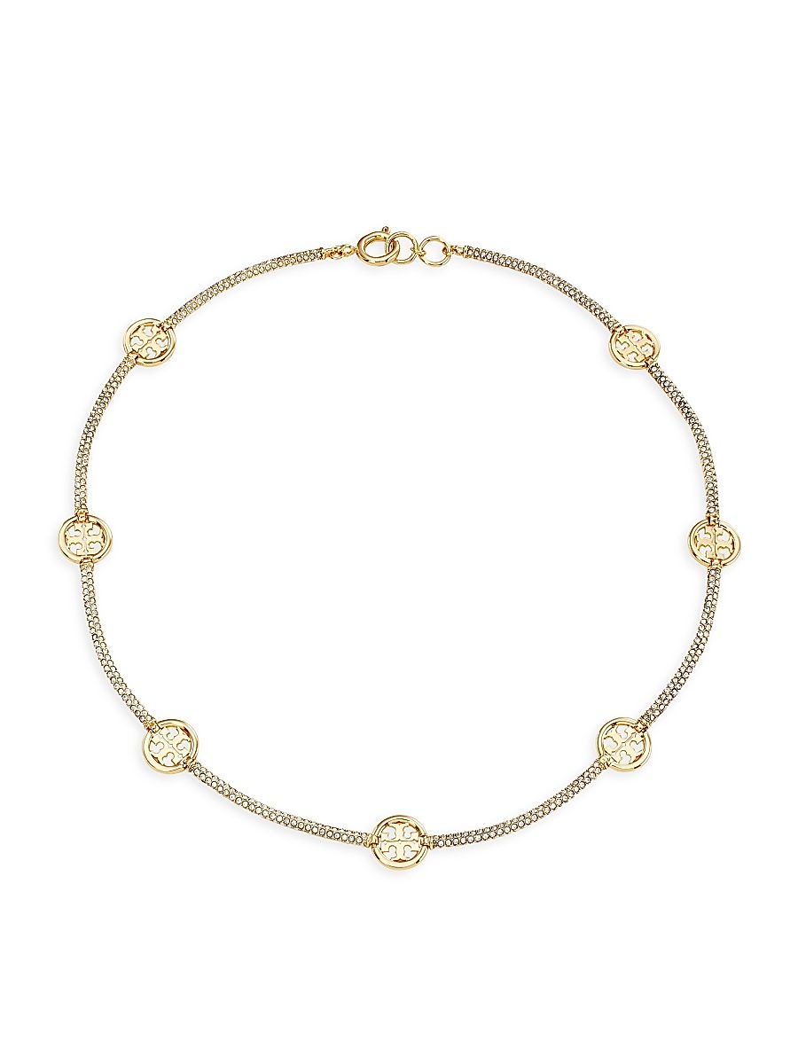 Women's Miller 18K-Gold-Plated & Crystal Logo Station Necklace - Gold