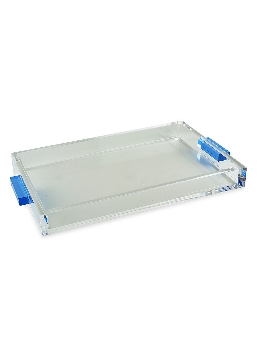 Lucite Handled Tray - Silver Clear - Size 12x16