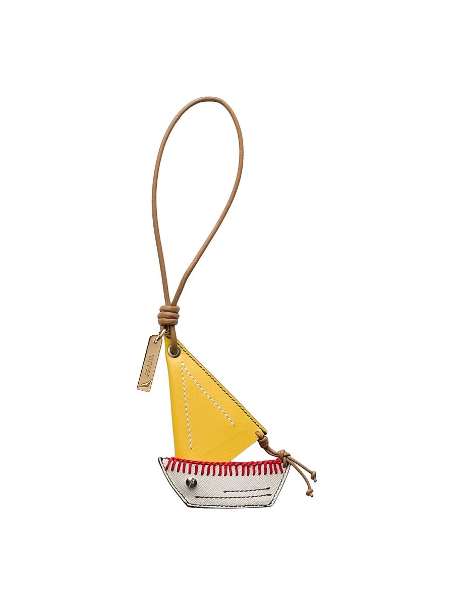 Women's Leather Key Ring Pendant - White Multi