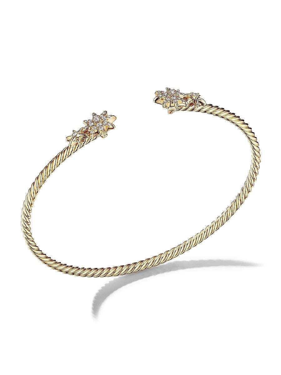 Women's Petite Starburst Cable Bracelet In 18K Yellow Gold - Gold - Size Large