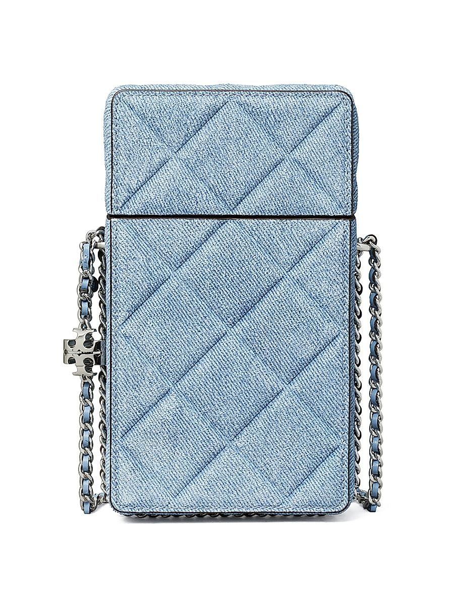 Women's Fleming Quilted Suede Phone Crossbody Bag - Denim