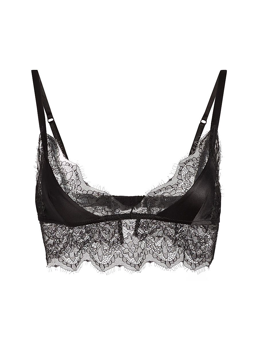 Women's Satin & Lace Bralette - Black - Size XL